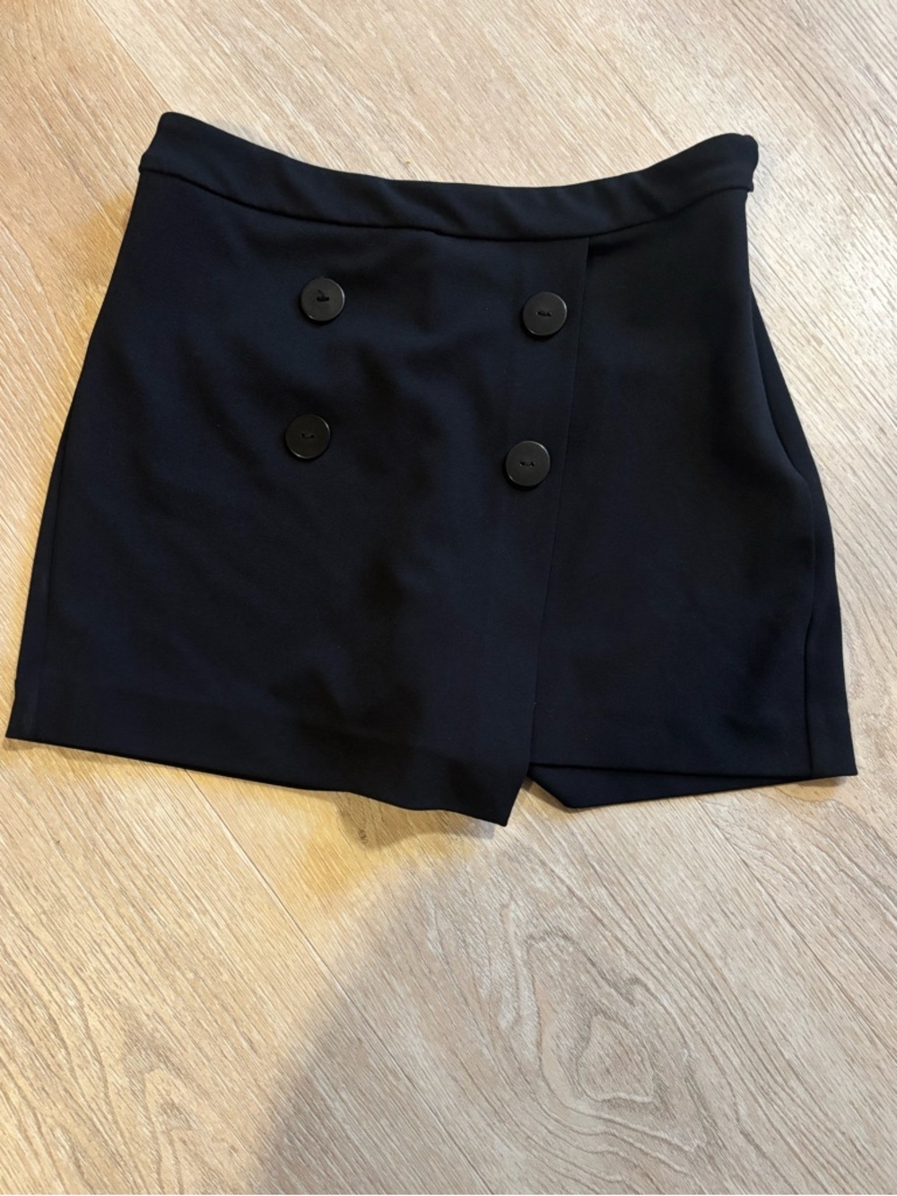 Express Black Double-Button High-Waist Skort